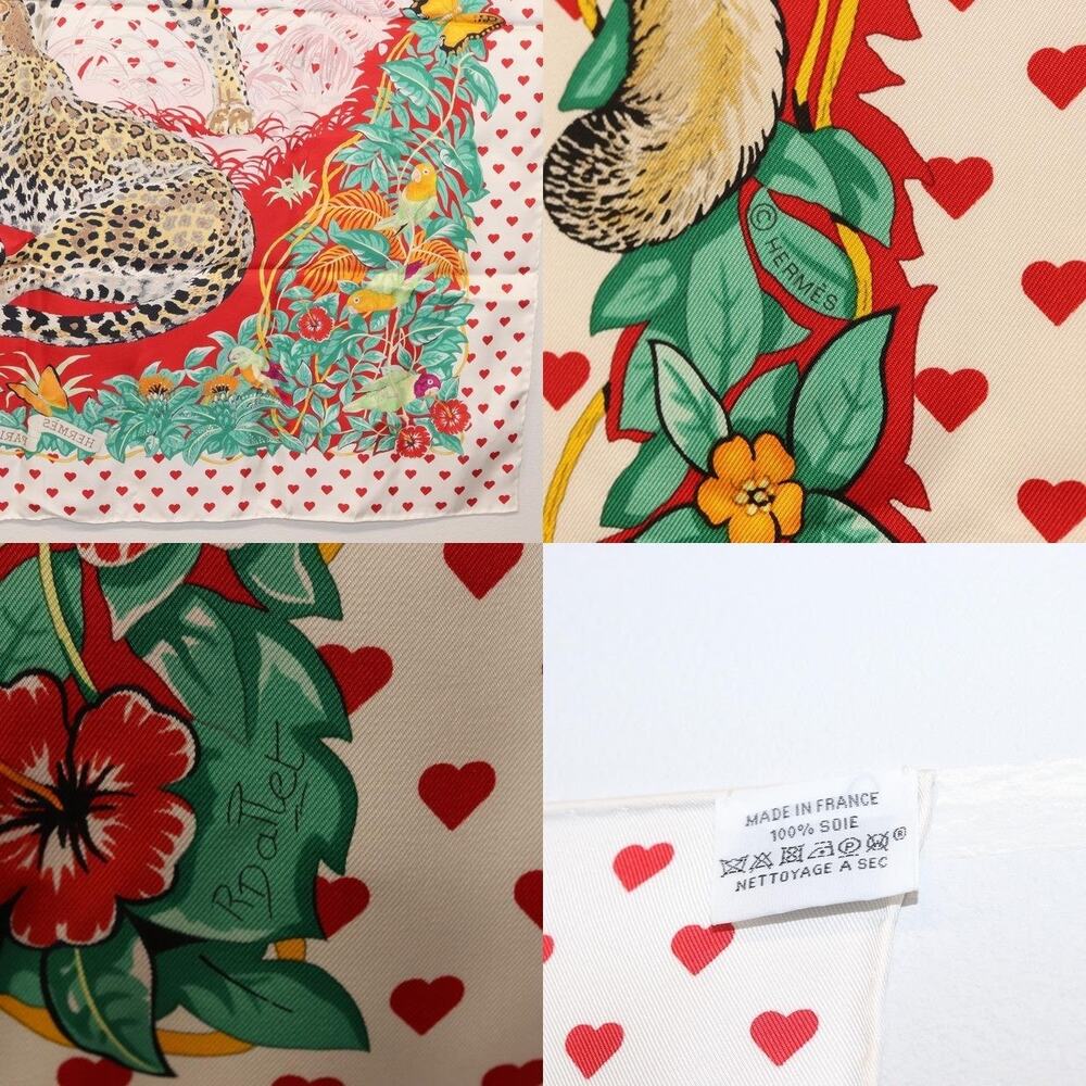 Hermes Silk Carre 90 Scarf In Jungle Love White - Picture 6 of 9